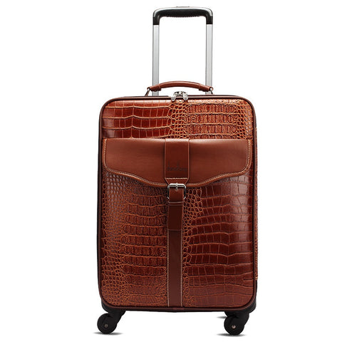 Wholesale!18Inch Crocodile Grain Pu Leather Travel Luggage Bags On Universal Wheels,High Quality