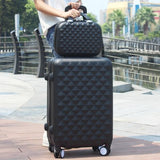 Wholesale! 14 20Inches Abs Pc Hard Case Trolley Luggage Sets,Black Picture Box Universal Wheels