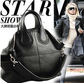 Anawishare Women Bag Genuine Leather Handbags Large Cowhide Shoulder Bags Black Crossbody Messenger