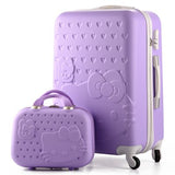 14+24 Inch Pink Women Cartoon Hello Kitty Suitcase Set,Spinner Rolling Luggage Sets,Trolley Luggage