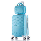 14+24 Inch Pink Women Cartoon Hello Kitty Suitcase Set,Spinner Rolling Luggage Sets,Trolley Luggage