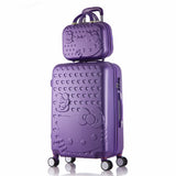 14+24 Inch Pink Women Cartoon Hello Kitty Suitcase Set,Spinner Rolling Luggage Sets,Trolley Luggage