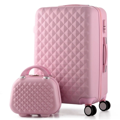 14+20 Inch,Woman Travel Case Suitcases,Diamond Luggage Travel Bag,Abs Travel Luggage,Rolling