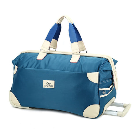 Trolley Travel Bag Hand Luggage 18 Inch 50L Rolling Duffle Bags Waterproof Oxford Suitcase Wheels