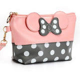 Travel Cosmetic Bag Cartoon Bow Makeup Case Women Zipper Hand Holding Make Up Handbag Organizer
