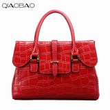 Qiaobao The New Leather Handbag Crocodile Pattern First Layer Cow Leather Handbag Ol Commuter