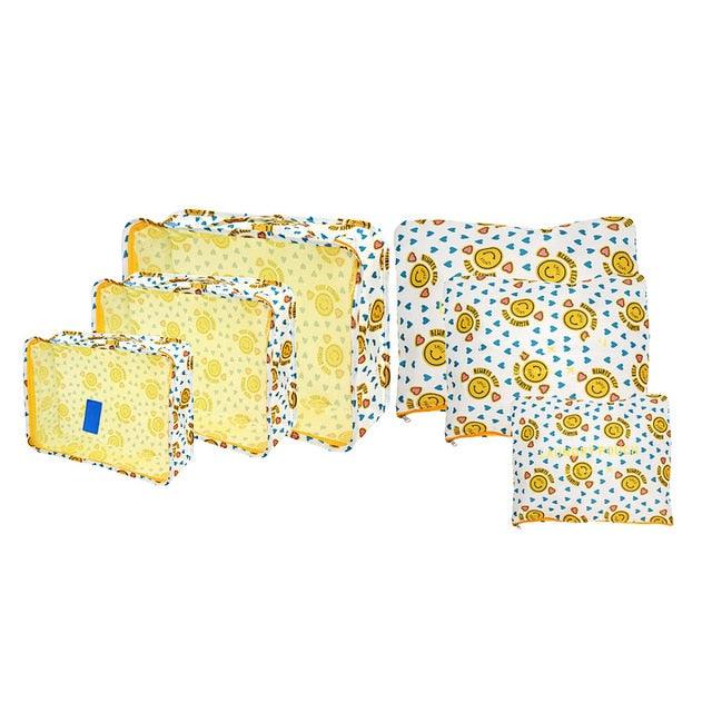 6Pcs/Set Floral Print Travel Storage Bag Luggage Arrange Bag Comestic Makeup Storage Case Washing