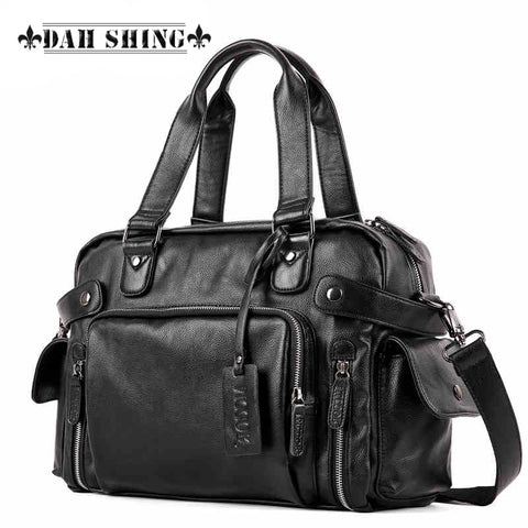 New Style Solid Colors Brown/ Black Large Capacity 23L Pu Leather Men'S Travel Bags Handbag