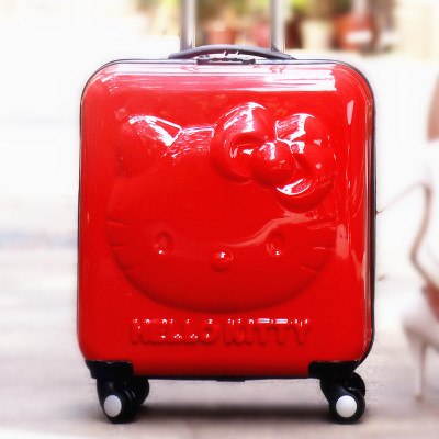 Hot!Lovely Hello Kitty 18 Inches Girl Students Cartoon Pull Rod Box Trolley Case 3D Child Travel