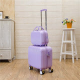 Wholesale!16Inch Pc Trolley Luggage With Cosmetic Box(2Pieces/Set),Fashion Candy Color Trolley