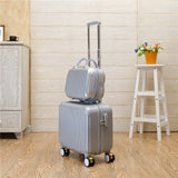Wholesale!16Inch Pc Trolley Luggage With Cosmetic Box(2Pieces/Set),Fashion Candy Color Trolley