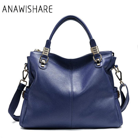 Anawishare Women Genuine Leather Handbag Cowhide Real Leather Shoulder Bag Ladies Totes Cow Leather
