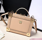 Good Quality Fashion Style Box Shape Genuine Leather Rivet Ladies Handbag Shoulder Bag Totes