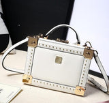 Good Quality Fashion Style Box Shape Genuine Leather Rivet Ladies Handbag Shoulder Bag Totes