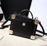 Good Quality Fashion Style Box Shape Genuine Leather Rivet Ladies Handbag Shoulder Bag Totes