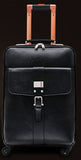 Letrend New Fashion Luxury Cow Leather Genuine Leather Rolling Luggage Trolley Business Boarding