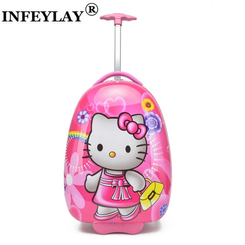 Hot! 2016 Kids Anime Luggage Boy Girl Suitcase Variety Cartoon Travel 16 Inches Lovely Pull Rod Box