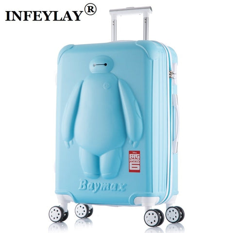 Lovely Big Hero 6 Children 20/24 Inch Students Cartoon Trolley Case 3D Child Travel Luggage