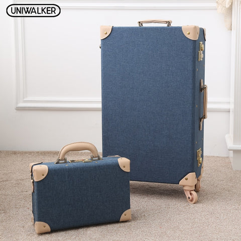 12" Mens Travel Valise 20" - 26"  Women Vintage 2Pcs Luggage Sets Oxford Carry On Suitcase With
