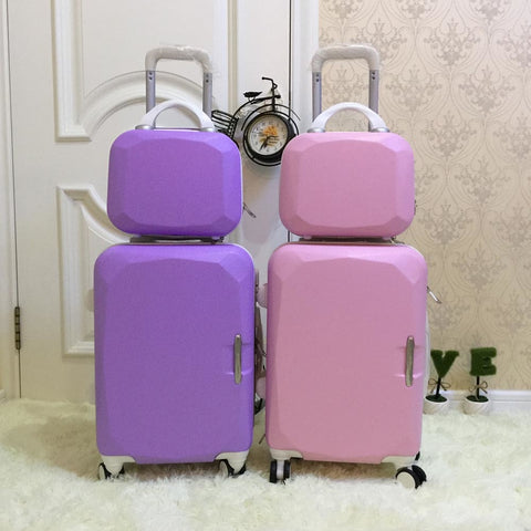 Picture Box Universal Wheels Trolley Luggage 14 20 Child Travel Bag  Sub-Trunk  Sets,High Quality