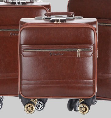 Travel Tale 16"20"24 Inch Leather Travel Suitcase With Wheels Trolley Retro Rolling Luggage Set