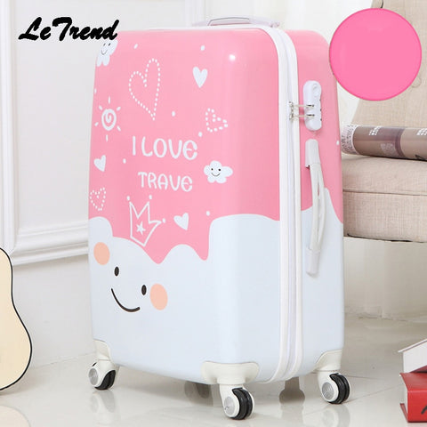 Letrend Cute Cartoon Student Rolling Luggage Spinner Children Trolley Suitcase Wheels Kids Carry On