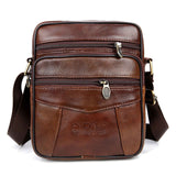 Qibolu Cow Genuine Leather Messenger Bags Men Travel Business Crossbody Shoulder Bag For Man