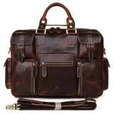 J.M.D Rare Pull Up Genuine Leather Men'S Briefcase Laptop Bag Dispatch Shoulder Bag Huge 7028C