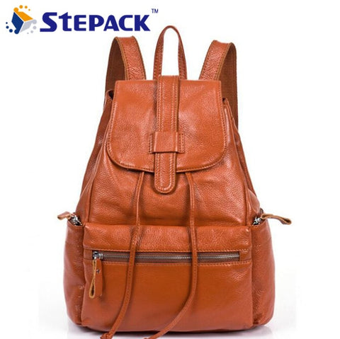 Wholesale Price Fashion Genuine Leather Student Backpacks Women'S Shoulder Bags Cowhide School