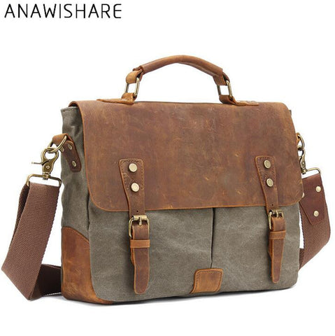 Anawishare Vintage Men Canvas Messenger Bags Male Tote Bags Crossbody Bag For School Travel Bag