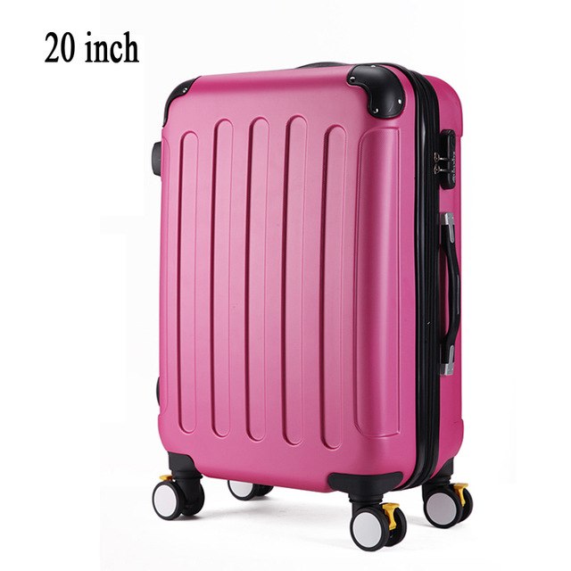 20Inch Classic Striped Patch Trolley Suitcase/Rolling Spinner Wheels Pull Rod Luggage/Women Girl