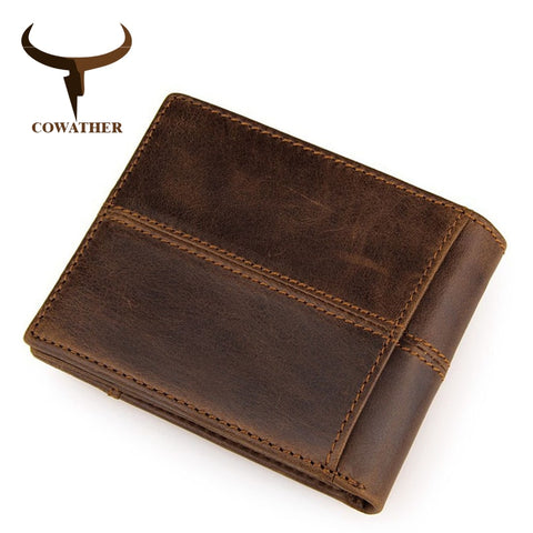Cowather 100% Top Quality Cow Genuine Leather Men Wallets Fashion Splice Purse Dollar Price