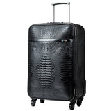 Men Leather Crocodile Pattern Spinner Travel Luggage Tsa Lock Zipper Carry-On Luggage