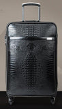 Men Leather Crocodile Pattern Spinner Travel Luggage Tsa Lock Zipper Carry-On Luggage