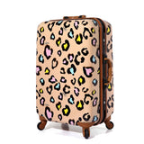 New Women Suitcase Aluminum Frame Multicolour Leopard Print Rolling Luggage Abs+Pc Universal Wheels