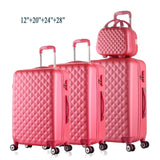 12"20"24"28"4Piece Diamond Lines Trolley Suitcase/Travell Case Luggage/Pull Rod Trunk Rolling