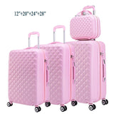 12"20"24"28"4Piece Diamond Lines Trolley Suitcase/Travell Case Luggage/Pull Rod Trunk Rolling