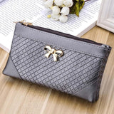 Casual Day Clutches Women Bags Bow Weave Pattern Wallet 2016 Fashion Shoulder Messenger Bag Handbag