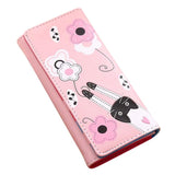 Xiniu Women Wallet Cat Flowers Pattern Hasp Coin Purse Long Wallets Woman Card Holders Handbag