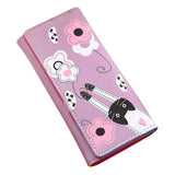 Xiniu Women Wallet Cat Flowers Pattern Hasp Coin Purse Long Wallets Woman Card Holders Handbag