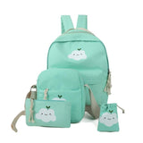 Women Backpack Four-Piece Fitted Rucksack Bags Fashion Clouds Schoolbags Shoulder Bag Shoulder