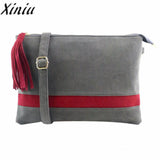 Xiniu Handbags Women Stripe Hit Patchwork Bag Womens Messenger Bags Small Tassel Chains Cross