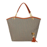 Xiniu Women Japan Canvas Shopping Tote Girl Stripe Tassels Chain  Shoulder Shop Bag #Xtj