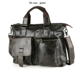 Otherchic14" Real Leather Document Briefcase Retro Men Business Bags Mens Handbags Genuine Cow