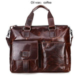 Otherchic14" Real Leather Document Briefcase Retro Men Business Bags Mens Handbags Genuine Cow