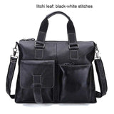 Otherchic14" Real Leather Document Briefcase Retro Men Business Bags Mens Handbags Genuine Cow