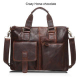 Otherchic14" Real Leather Document Briefcase Retro Men Business Bags Mens Handbags Genuine Cow