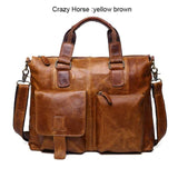 Otherchic14" Real Leather Document Briefcase Retro Men Business Bags Mens Handbags Genuine Cow
