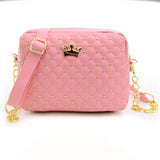 2016 Women Bag Solid Candy Colors Ladies Rivet Chain Leather Crossbody Quiled Crown Bags Women'S