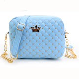 2016 Women Bag Solid Candy Colors Ladies Rivet Chain Leather Crossbody Quiled Crown Bags Women'S